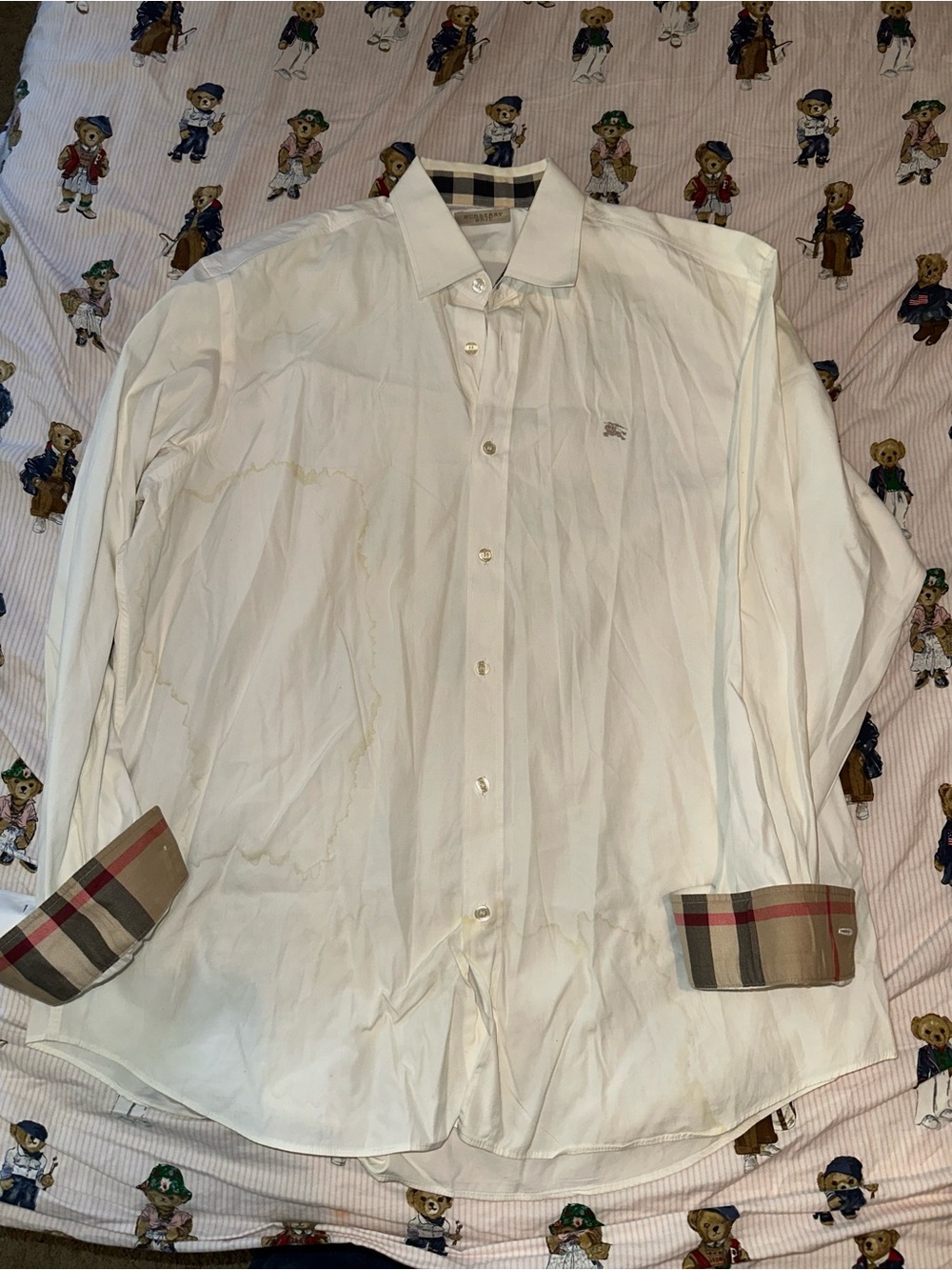 Burberry Men's White Long-Sleeve Button-Down Shirt